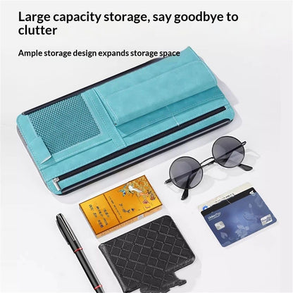 Car Sun Visor Organizer, Soft Leather Surface Eyeglasses Note Card Holder Car Storage Bag, Scratch-Resistant V1192-AZ-W-0772
