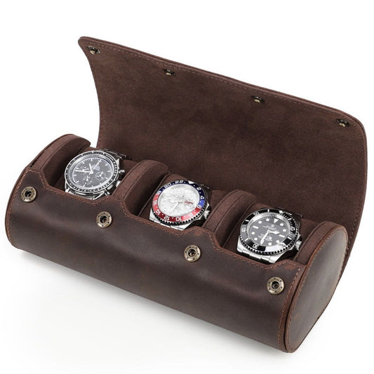3 Watch Travel Case- Classic Leather Watch Case With Perfect Texture.Portable Watch Roll Or Organizer For V1192-AZ-W-0774