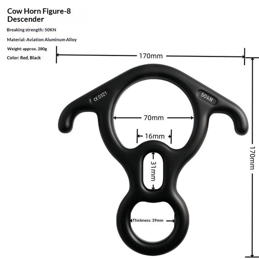 50 kN Climbing Rescue Figure 8 Descender Large Bent-Ear Rigging Plate Heavy Duty & High Strength Rappel V1192-AZ-W-0777