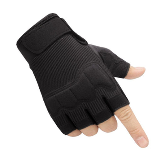 Fingerless Gloves, Knuckle Protective Breathable Lightweight Outdoor Gloves for Hunting, Motorcycling, V1192-AZ-W-0782