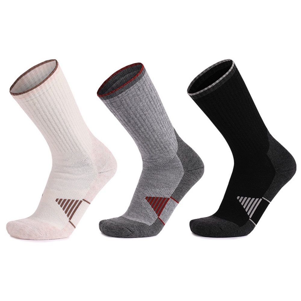 3 Pack Men's Wool Hiking Socks, Micro Crew Cushioned Hiking Walking Thermal Moisture Wicking Trekking Socks V1192-AZ-W-0784