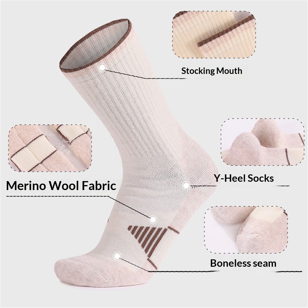 3 Pack Men's Wool Hiking Socks, Micro Crew Cushioned Hiking Walking Thermal Moisture Wicking Trekking Socks V1192-AZ-W-0784