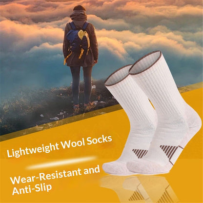 3 Pack Men's Wool Hiking Socks, Micro Crew Cushioned Hiking Walking Thermal Moisture Wicking Trekking Socks V1192-AZ-W-0784
