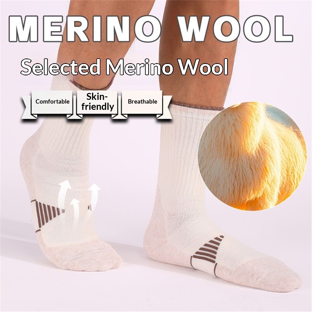 3 Pack Men's Wool Hiking Socks, Micro Crew Cushioned Hiking Walking Thermal Moisture Wicking Trekking Socks V1192-AZ-W-0784