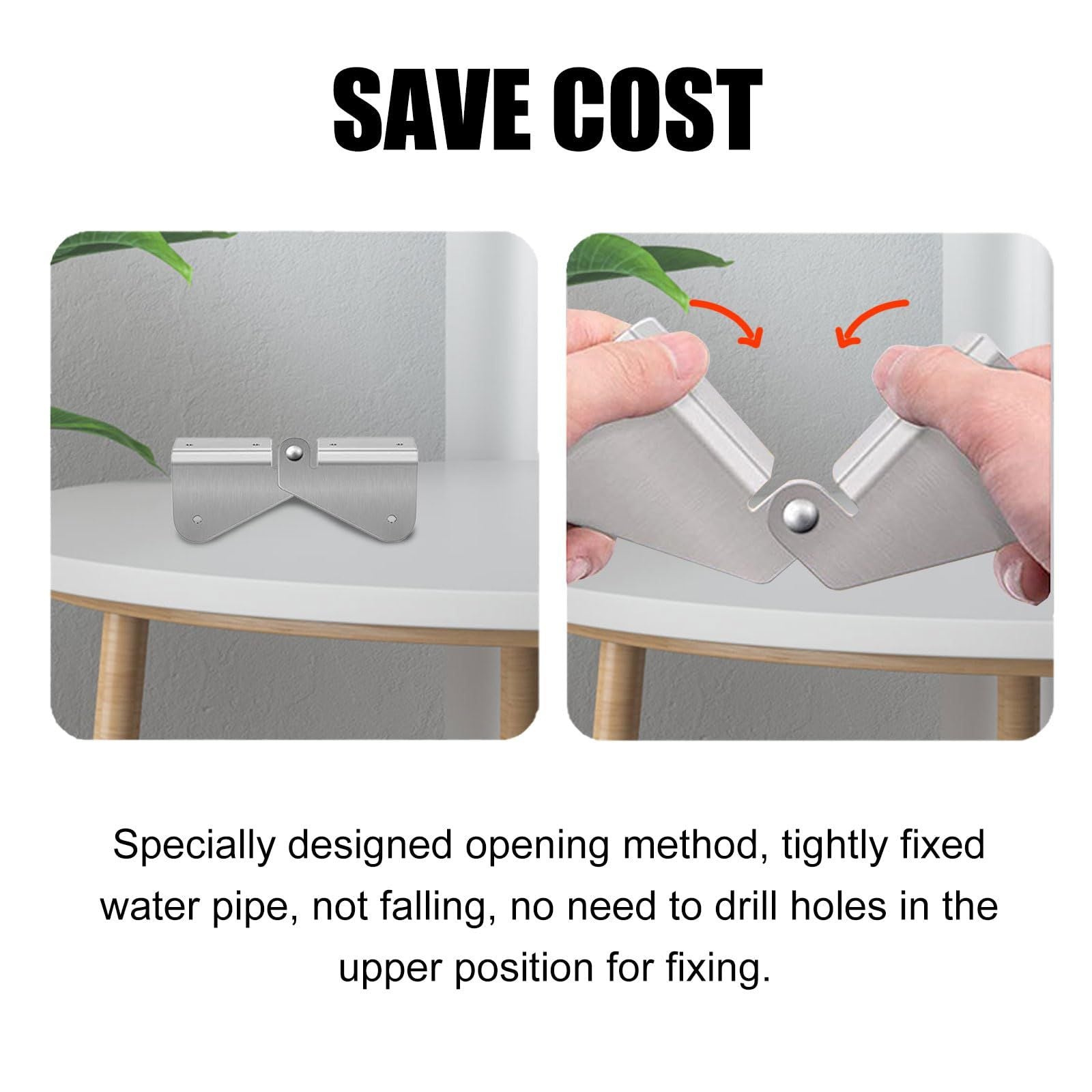 4Pcs Gutter Extension Hinge, Downspout Extension Flip-Up Hinge, Easy DIY Installation on Any Size Rectangle V1192-AZ-W-0788
