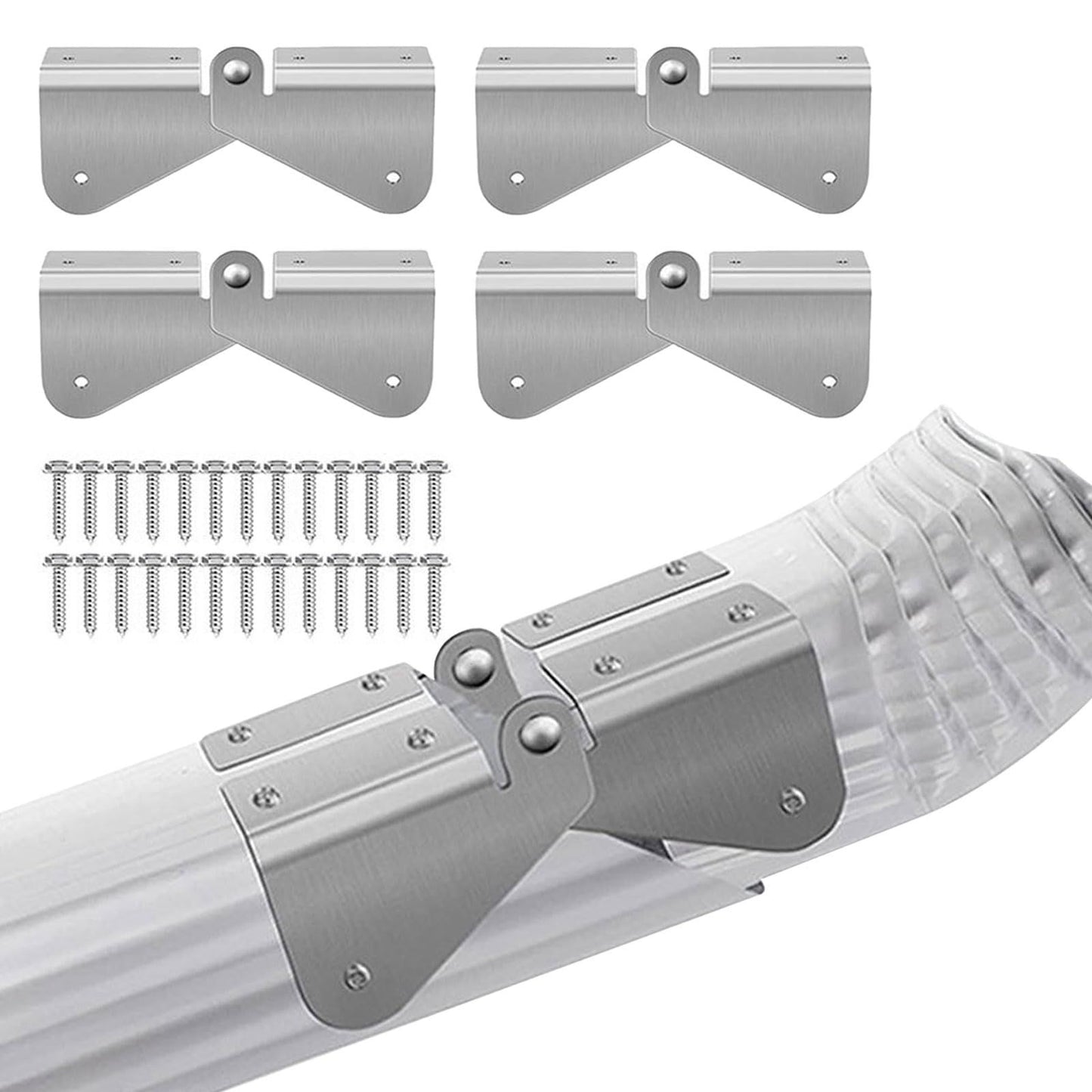 4Pcs Gutter Extension Hinge, Downspout Extension Flip-Up Hinge, Easy DIY Installation on Any Size Rectangle V1192-AZ-W-0788