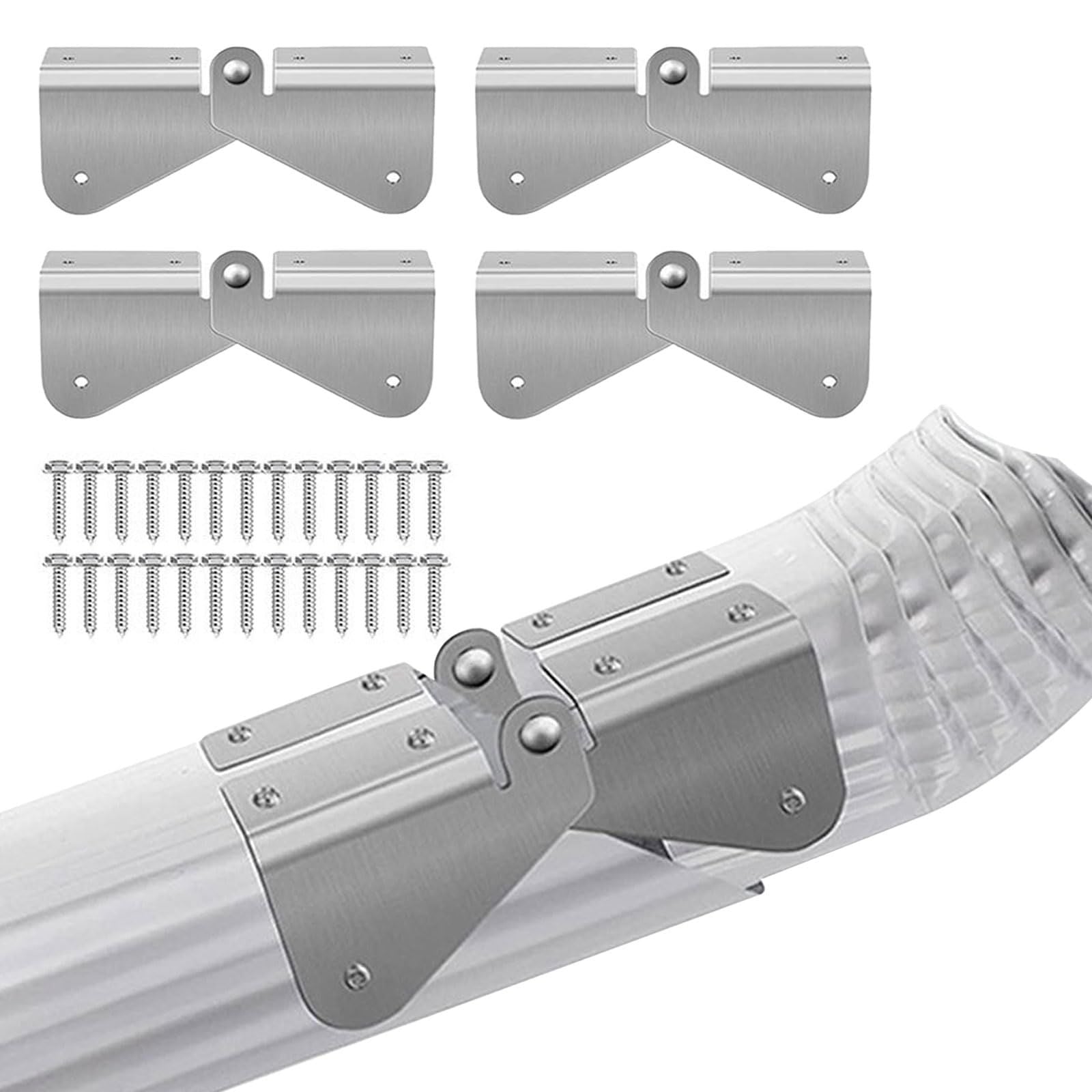 4Pcs Gutter Extension Hinge, Downspout Extension Flip-Up Hinge, Easy DIY Installation on Any Size Rectangle V1192-AZ-W-0788