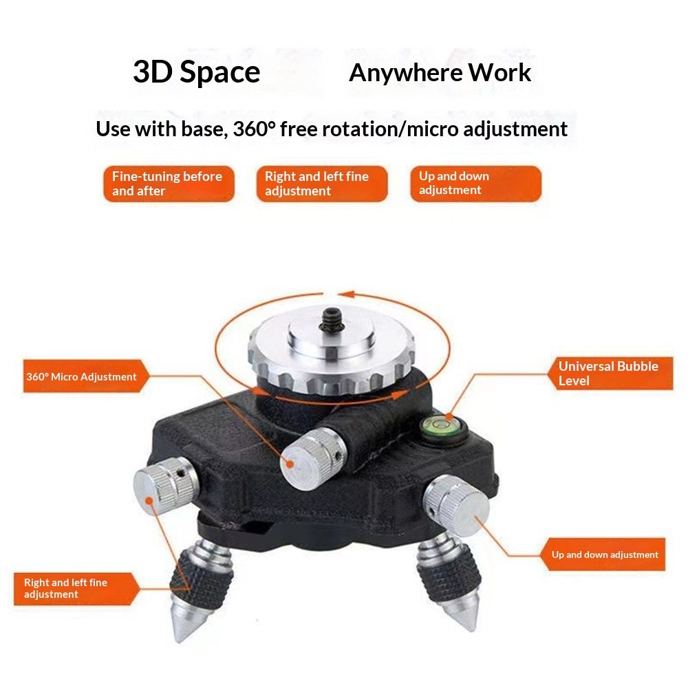 Laser Level Adapter Micro-adjust Fine Metal 360-Degree Rotating Base Tripod Connector, Standard 1/4 "-20 Male V1192-AZ-W-0789