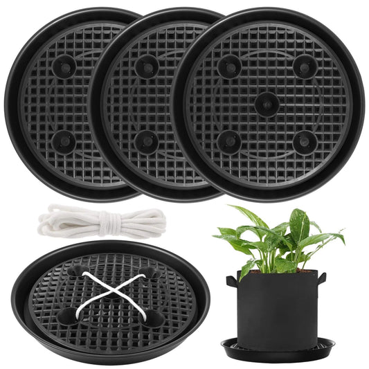 Plastic Plant Saucer Stand,4-Pack 14 inch, Elevated Plant Saucer Self-Watering Fabric Pot Base, Use Nonwoven V1192-AZ-W-0791