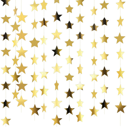 Glitter Star Banner Christmas Decor 130 Feet Star Hanging Bunting Banner Twinkle Backdrop for Homecoming V1192-AZ-W-0792