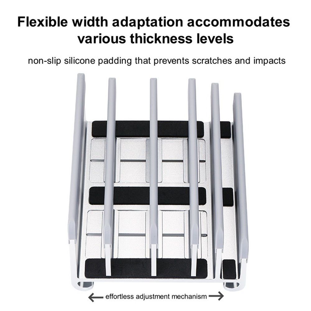 Adjustable Laptop Stand - Fits 5 Devices, Modern Design, Tool Free Adjustment, Protective & Stable | Grey V1192-AZ-W-0793