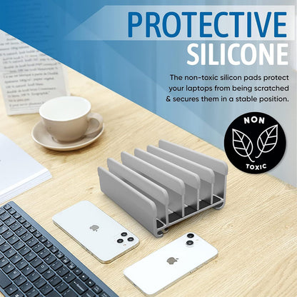 Adjustable Laptop Stand - Fits 5 Devices, Modern Design, Tool Free Adjustment, Protective & Stable | Grey V1192-AZ-W-0793