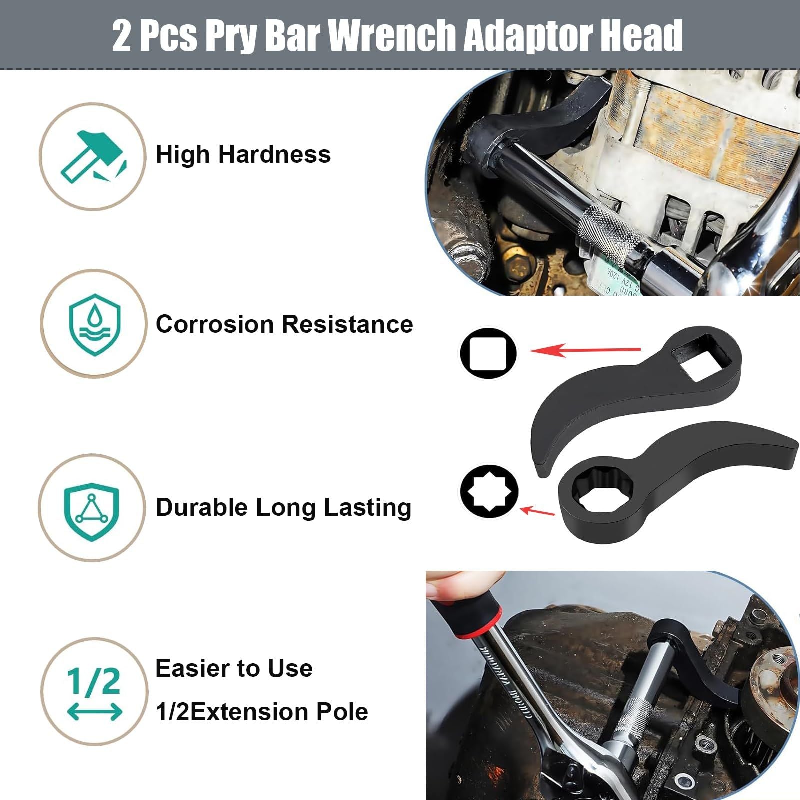 New Upgraded Lower Control Arm Pry Tool, Suspension Removal, Bar Wrench Adapter Head, Casing Removal and Pry V1192-AZ-W-0794