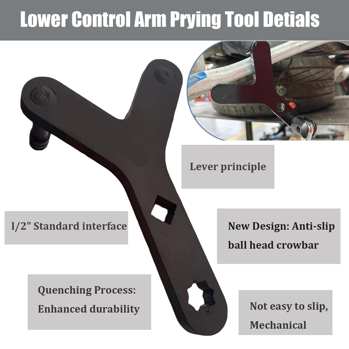 New Upgraded Lower Control Arm Pry Tool, Suspension Removal, Bar Wrench Adapter Head, Casing Removal and Pry V1192-AZ-W-0794