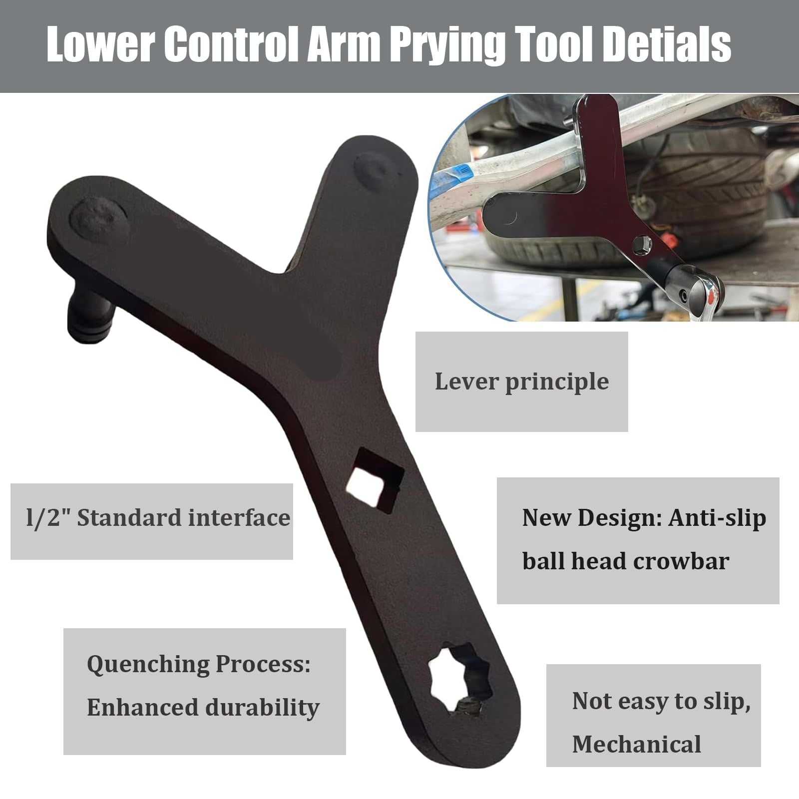 New Upgraded Lower Control Arm Pry Tool, Suspension Removal, Bar Wrench Adapter Head, Casing Removal and Pry V1192-AZ-W-0794
