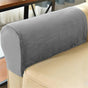 2 Pack Thick Velvet Stretch Armrest Covers for Chairs and Sofas - Non Slip, Grey Stretch Armrest Covers for V1192-AZ-W-0797