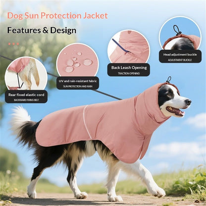 Reflective Dog Raincoat, Windproof & Waterproof Dog Rain Jacket, Adjustable Hooded Pet Poncho with Leash Hole V1192-AZ-W-0802