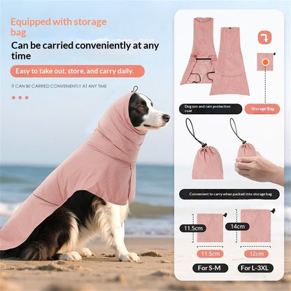 Reflective Dog Raincoat, Windproof & Waterproof Dog Rain Jacket, Adjustable Hooded Pet Poncho with Leash Hole V1192-AZ-W-0802