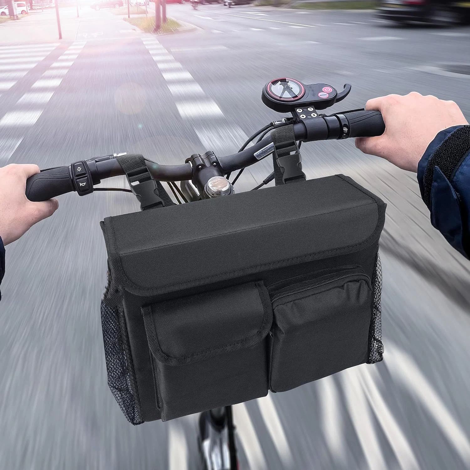 Mobility Scooter Bag - Convenient Organizer Pouch with 14-Inch Laptop Pocket and Cup Holders(black,oniy bag) V1192-AZ-W-0809