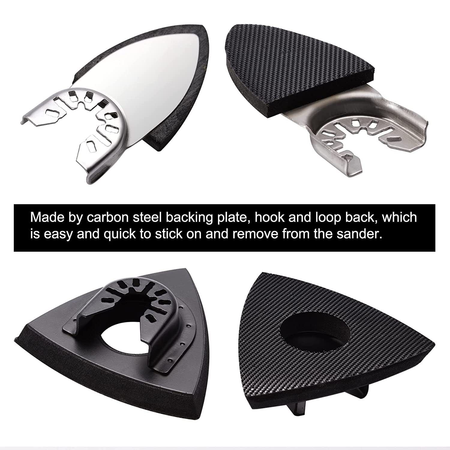 104Pcs Oscillating Tool Detail Sanding Pads Kit 2Pcs Triangle Sanding Pads and 2Pcs Finger Sanding Pad 100Pcs V1192-AZ-W-0812