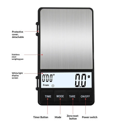Espresso Scale with Timer 1000g/0.1g Drip Coffee Scale, Small and Handy Barista Scale, Brew Drip Tray Coffee V1192-AZ-W-0814