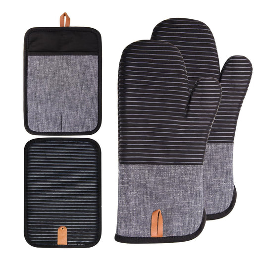 4PCS Oven Mitts and Pot Holders, Silicone Oven Gloves, Heat Resistant Oven Mitts Sets, Non-Slip Silicone V1192-AZ-W-0821