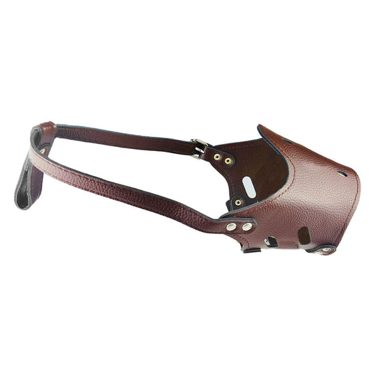 New Leather Pet Muzzle for Dogs Soft Breathable Dog Muzzles Prevent for Biting Barking Chewing (brown) L V1192-AZ-W-0825