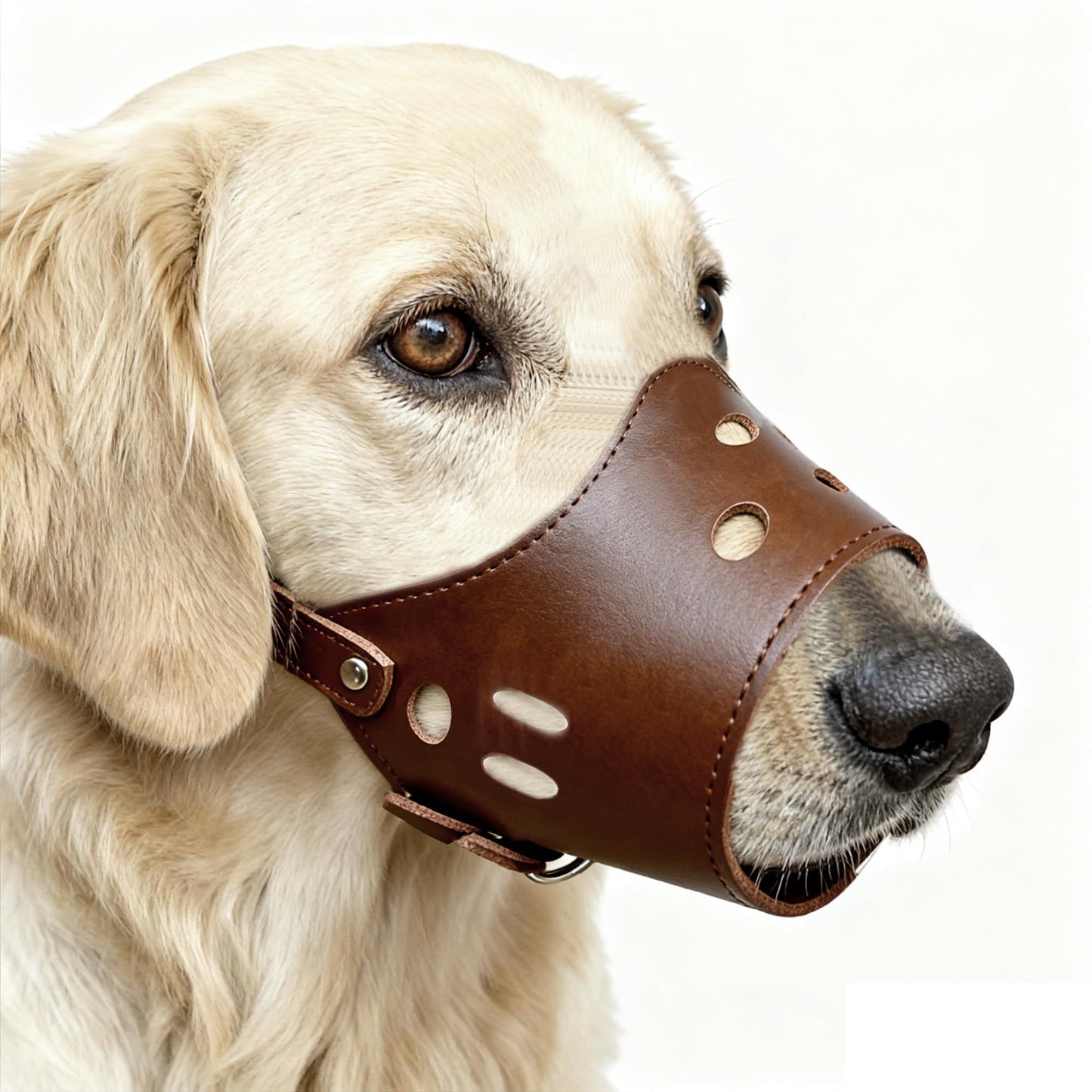 New Leather Pet Muzzle for Dogs Soft Breathable Dog Muzzles Prevent for Biting Barking Chewing (brown) L V1192-AZ-W-0825