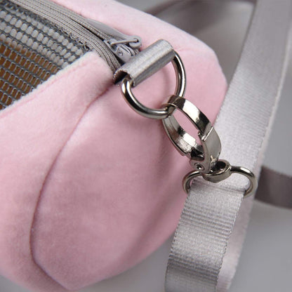 Dwarf Hamster Carrier Bag Portable Cylinder Warm Outdoor Bag with Adjustable Single Shoulder Strap (Pink) V1192-AZ-W-0827