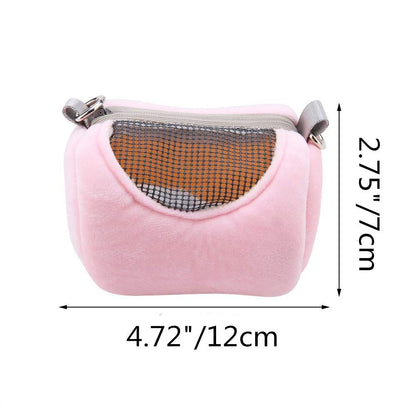 Dwarf Hamster Carrier Bag Portable Cylinder Warm Outdoor Bag with Adjustable Single Shoulder Strap (Pink) V1192-AZ-W-0827