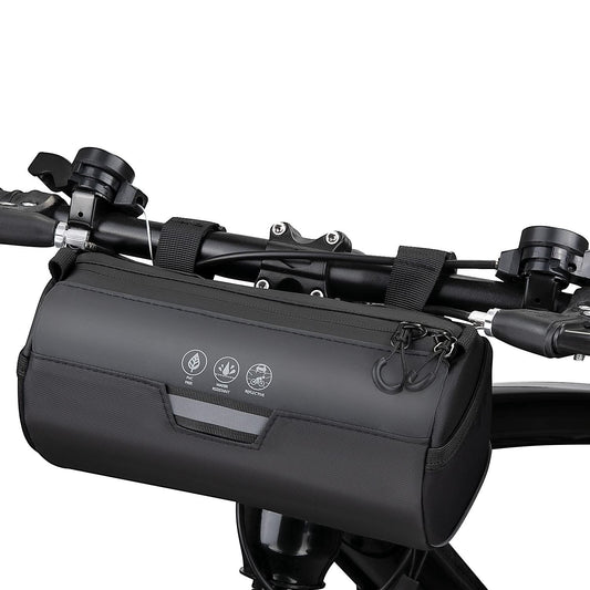 Bike Handlebar Bag Waterproof - Bicycle Handlebar Roll Bag with Large Reflective Area, Bike Front Pouch with V1192-AZ-W-0845