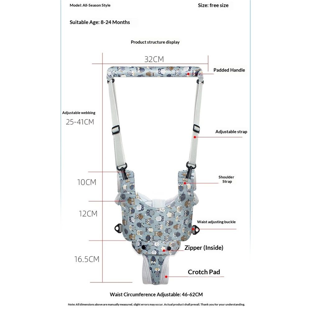 Baby Walker, Handheld Kids Toddler Walking Harness Helper Assistant Protective Belt Child Activity Walker V1192-AZ-W-0860