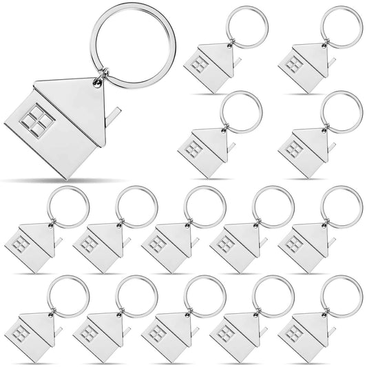 15pcs House Key Chain House Shaped Pendant Keychains Home Keychain Set Cute Home with Window Key Charm Metal V1192-AZ-W-0879