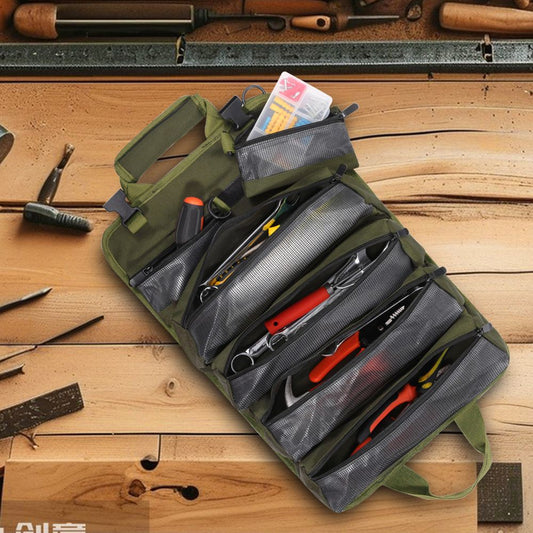 Tool Bag Roll Up, Heavy Duty Portable Soft Tool Storage Organization, Foldable Empty Rollup Organizer V1192-AZ-W-0886