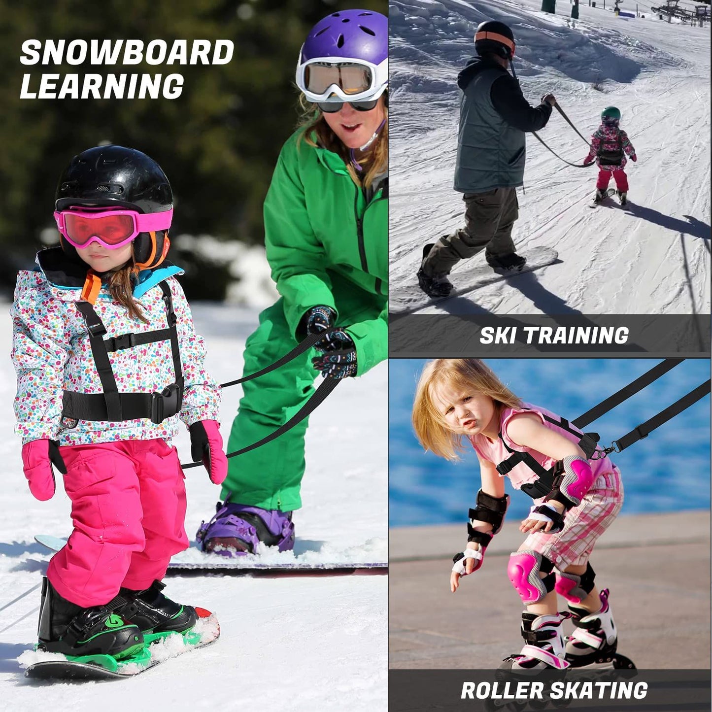 Kids Ski Snowboard Training Harness Toddler Skiing Harness with Removable Leash Speed Control Teaching for V1192-AZ-W-0891