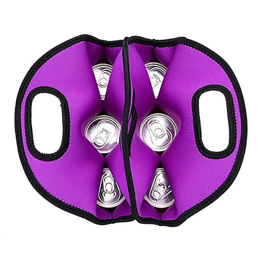 Set of 2 - Insulated Neoprene Wine Carrier Tote Bag + 6 Pack Beer Water Can Carrier Tote Bottle Holder Bottle V1192-AZ-W-0897