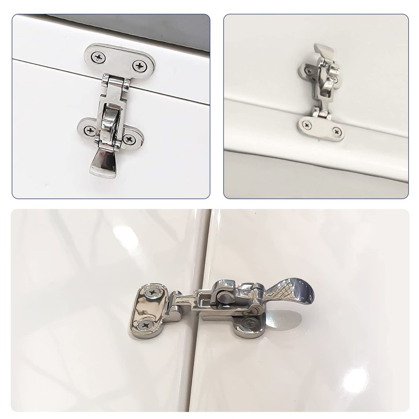 Marine 316 Stainless Steel Anti-Rattle Lockable Hatch,Hold Down Clamp Latch,Marine Hatch Locker (2 PCS) V1192-AZ-W-0906