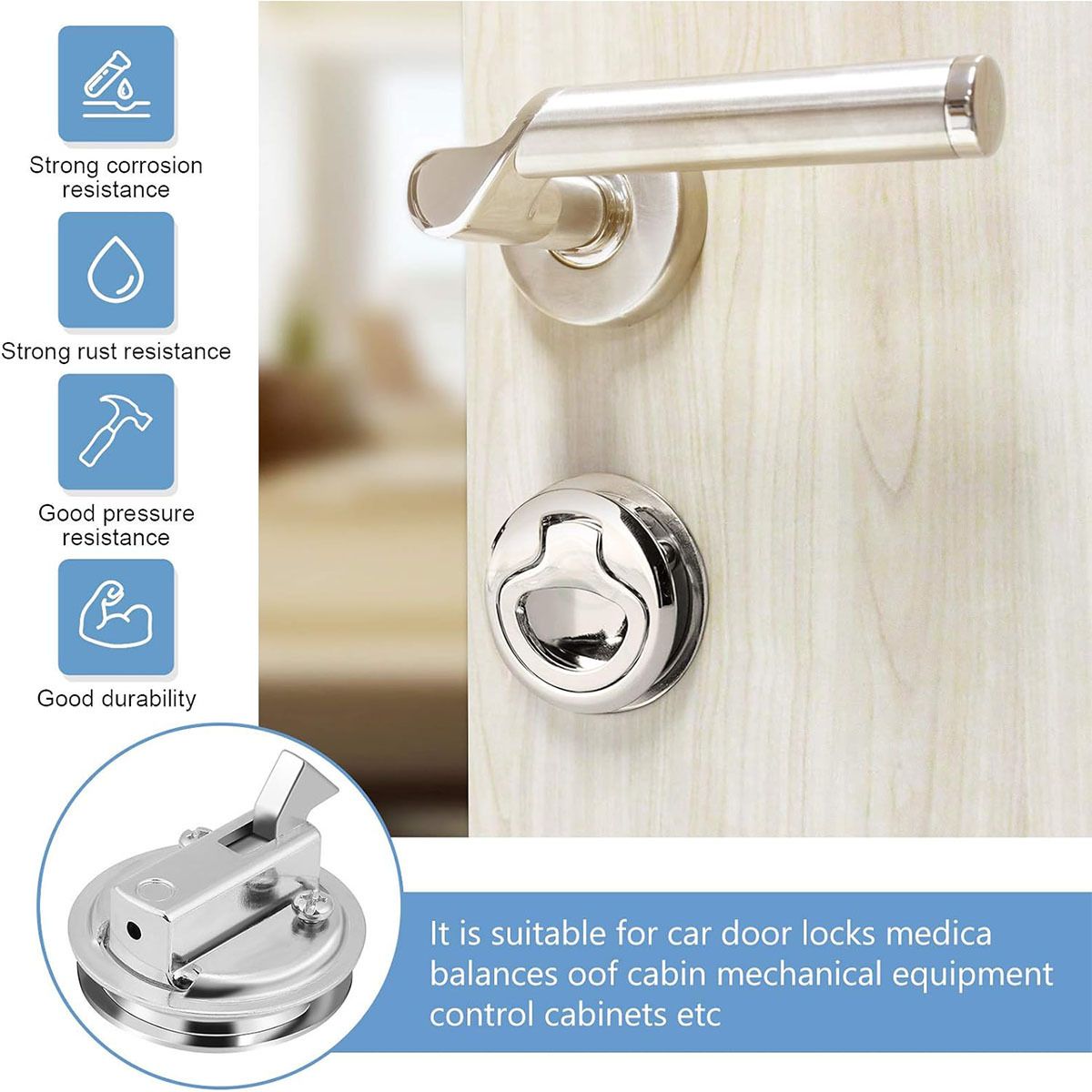 Flush Pull Slam Latch Stainless Steel Round Pull Latch for RV Boat Deck Hatch Door Cabinet Hardware Door V1192-AZ-W-0908