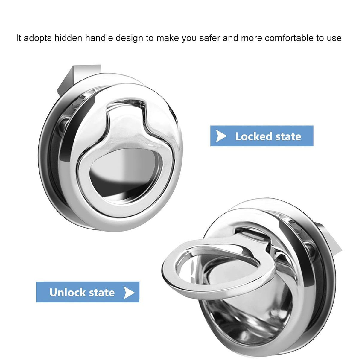 Flush Pull Slam Latch Stainless Steel Round Pull Latch for RV Boat Deck Hatch Door Cabinet Hardware Door V1192-AZ-W-0908