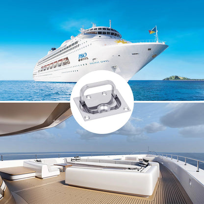 316 Stainless Steel Hatch Pull Flush Lift Boat Ring Hatches Pull Handle with Mount Screws for Boat Deck Hatch V1192-AZ-W-0909