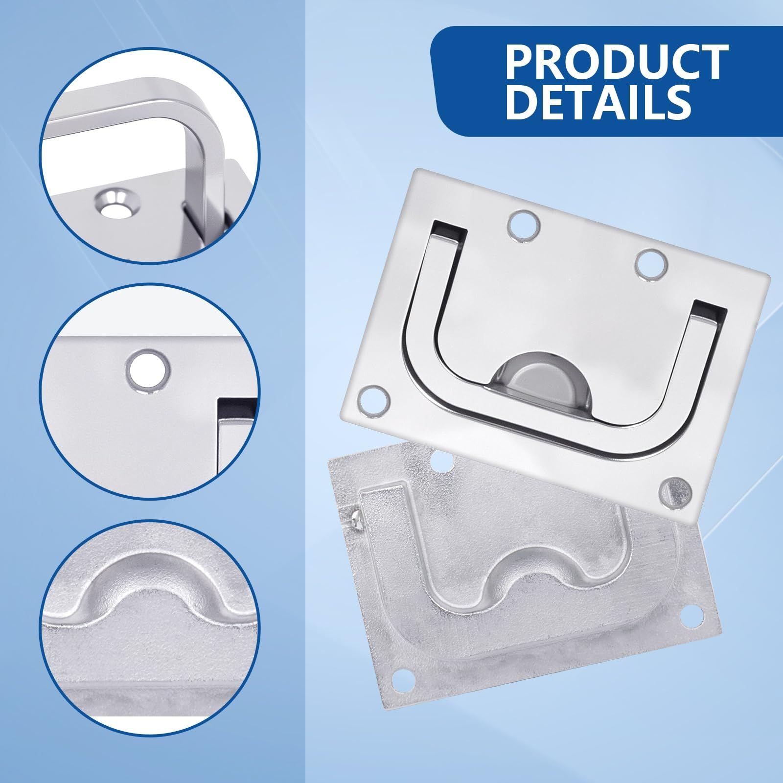 316 Stainless Steel Hatch Pull Flush Lift Boat Ring Hatches Pull Handle with Mount Screws for Boat Deck Hatch V1192-AZ-W-0909