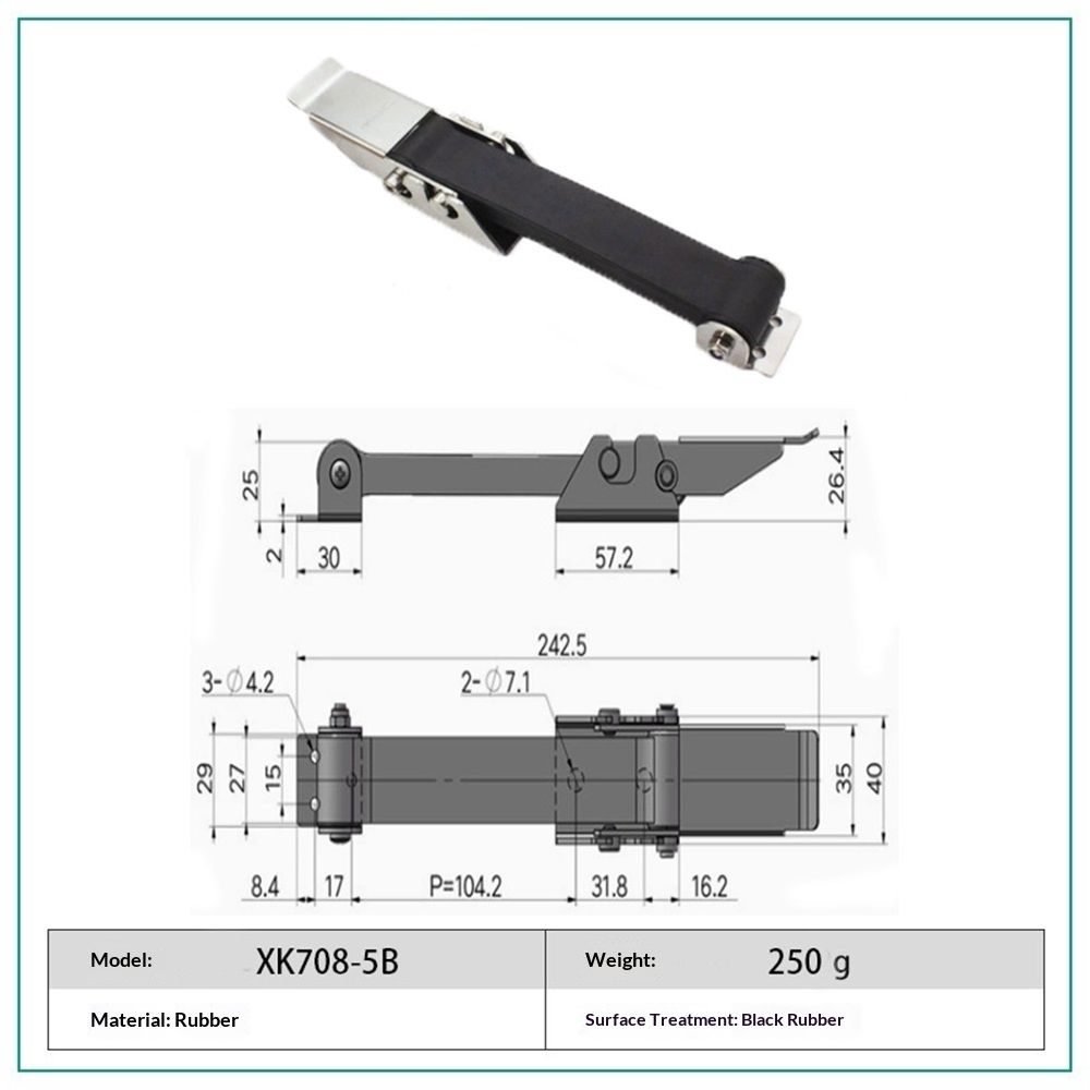 2 PCS Heavy Duty Premium SUS304 Stainless Steel Rubber Flexible Black Draw Latches Buckle (Style 3) V1192-AZ-W-0914