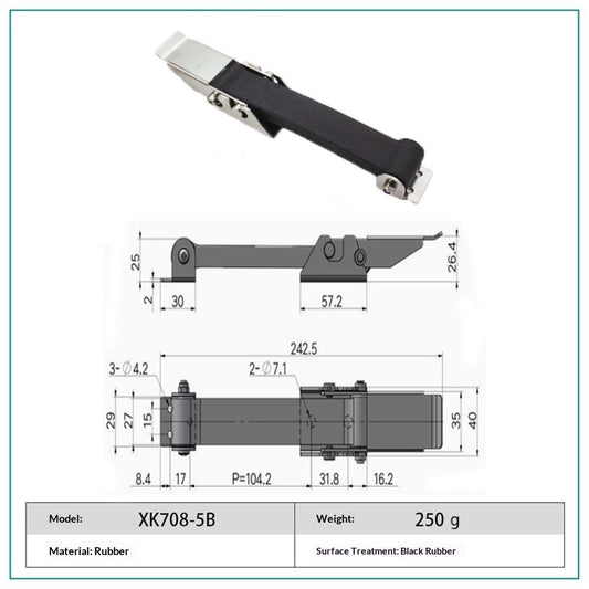 2 PCS Heavy Duty Premium SUS304 Stainless Steel Rubber Flexible Black Draw Latches Buckle (Style 3) V1192-AZ-W-0914
