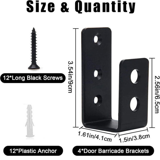 2x4 (1.5x3.5 inch) Door Barricade Brackets (2 pcs) | Drop Open Bar Holder Steel U Bracket for 2 by 4 Lumber V1192-AZ-W-0915