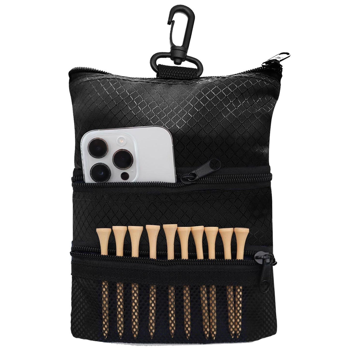 Golf Tee Bag - Store Your tees, Golf Balls, scorecard, and Pencil. Great Gift for Golfers! 2pcs(Only a single V1192-AZ-W-0917