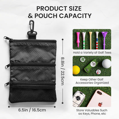 Golf Tee Bag - Store Your tees, Golf Balls, scorecard, and Pencil. Great Gift for Golfers! 2pcs(Only a single V1192-AZ-W-0917