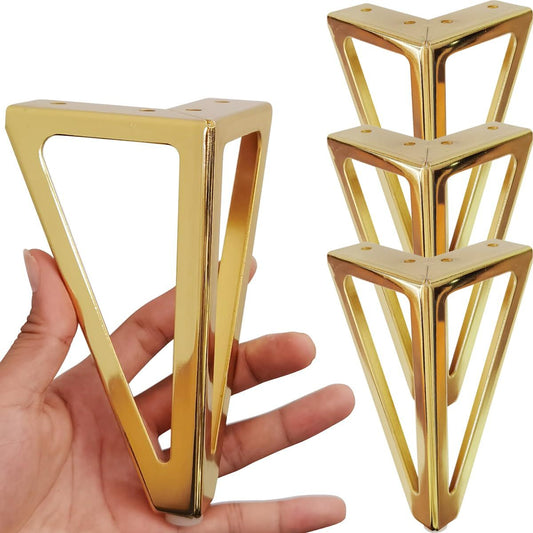 6 Inch Gold Furniture Legs Heavy Duty Metal Furniture Feet, Golden Sofa/Cabinet/Table Legs 4Pcs, 6 Inch V1192-AZ-W-0922