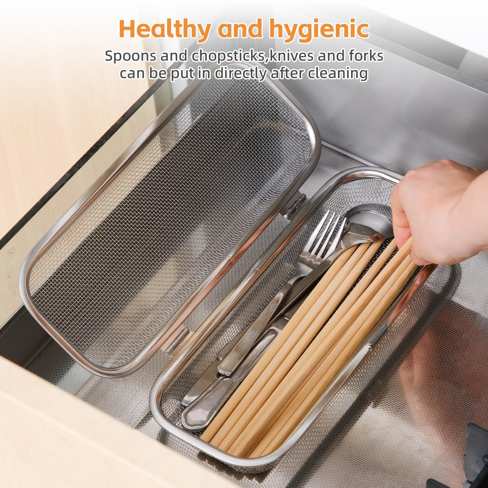 Dishwasher Basket, Stainless Steel Dishwasher Silverware Basket, Replacement Utensil Rectangular Mesh Drain V1192-AZ-W-0923