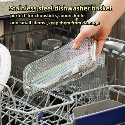 Dishwasher Basket, Stainless Steel Dishwasher Silverware Basket, Replacement Utensil Rectangular Mesh Drain V1192-AZ-W-0923