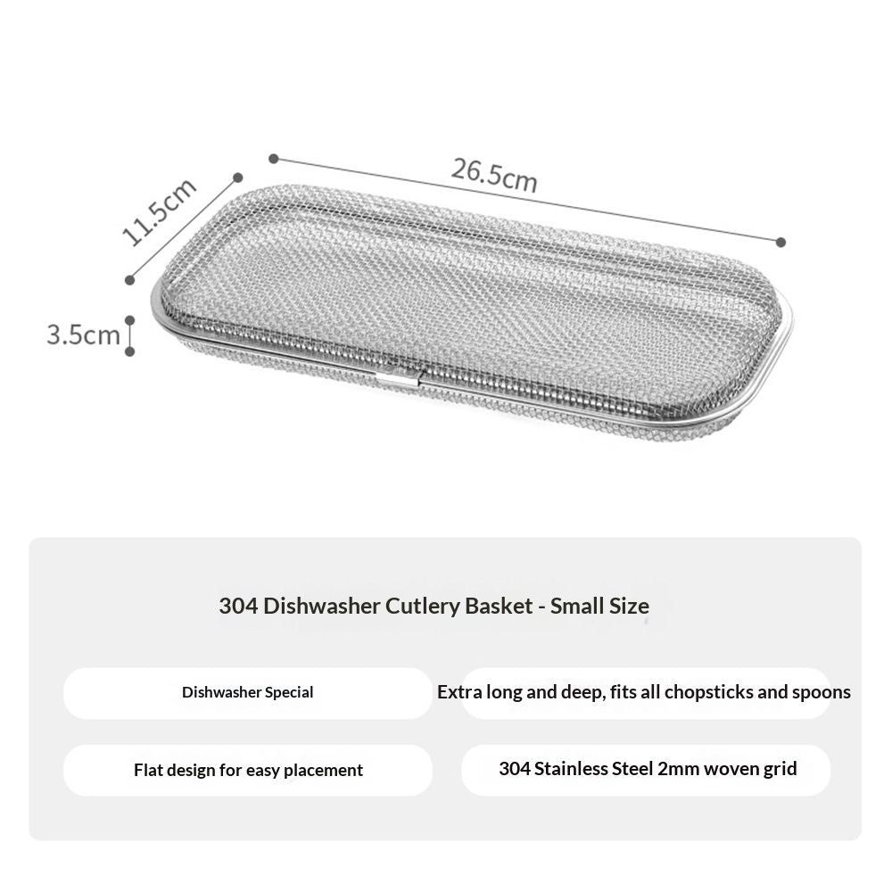 Dishwasher Basket, Stainless Steel Dishwasher Silverware Basket, Replacement Utensil Rectangular Mesh Drain V1192-AZ-W-0923